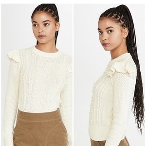 Veronica Beard Earl Crew Neck Cable knit Sweater